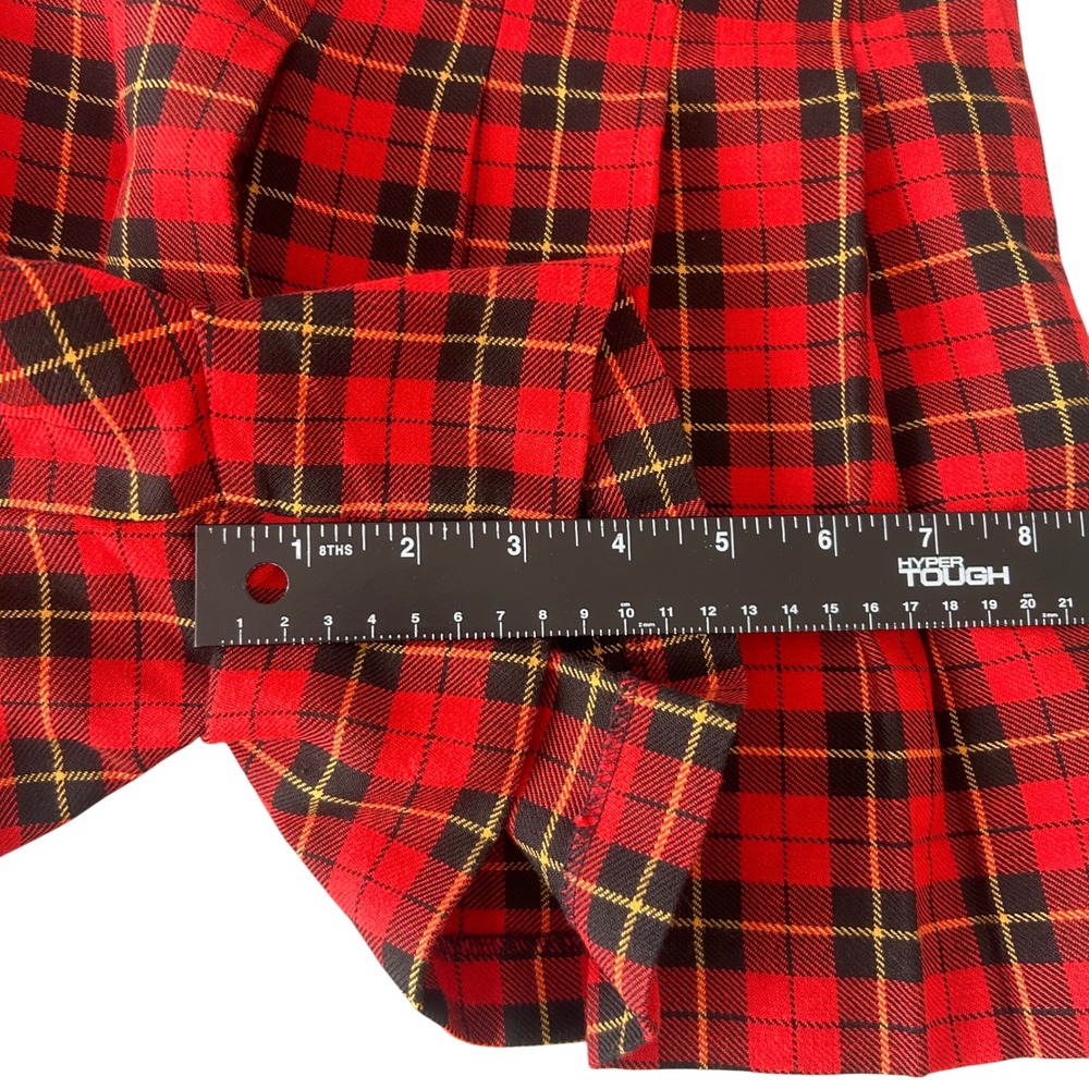 VTG Y2K 90s Amy Byer Plaid Pleated Skirt Red Black Yellow Girls Sz M Old Money - Picture 7 of 8